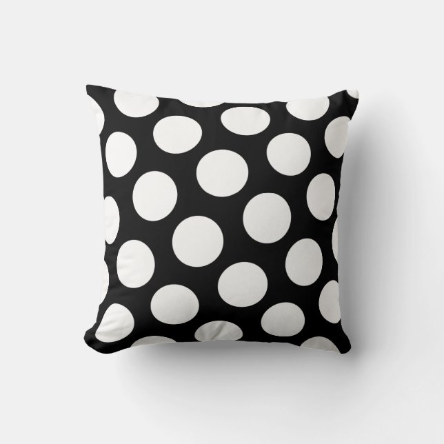 Big Black and White Polka Dots Cushion (Front)