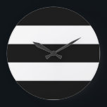Big Black and White Stripes Large Clock<br><div class="desc">You can customise the white portion of this design by changing the background colour.</div>