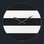 Big Black and White Stripes Large Clock<br><div class="desc">You can customise the white portion of this design by changing the background colour.</div>