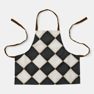 Big Black & Antique White Diamonds Small Apron