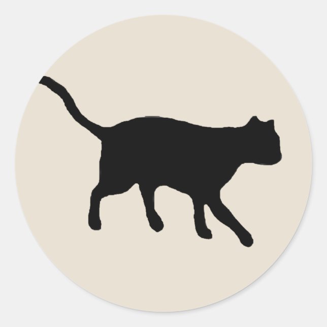 big black cat classic round sticker (Front)