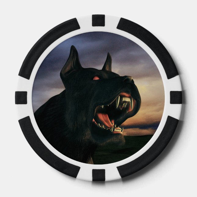 Big, black dog poker chips (Front)