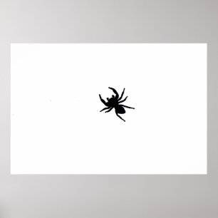 Big Black Spider Black and White Art Poster