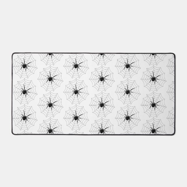 Big Black Spider Web Design Halloween Pattern Desk Mat (Front)