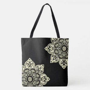 Big Black tote with cream medallions