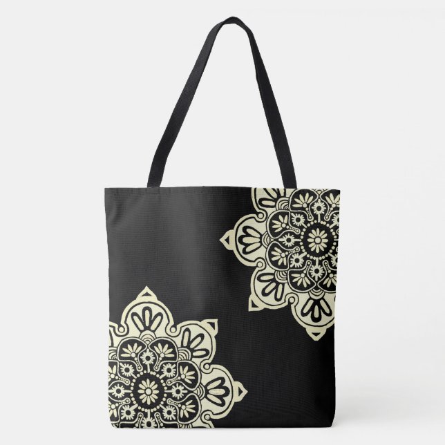 Big Black tote with cream medallions Bag (Front)