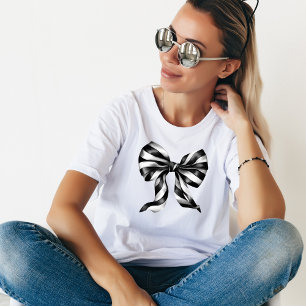 Big Black & White Watercolor Bow  T-Shirt