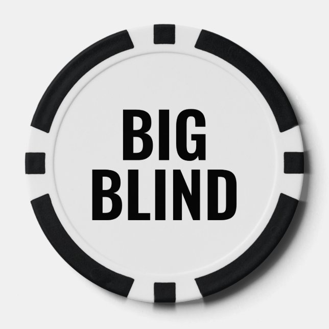 Big Blind Simple Black White Text Poker Chips (Front)