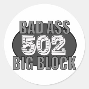 big block bad 502 classic round sticker