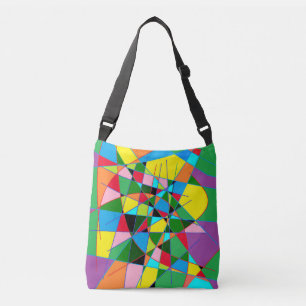Big block colours red green yellow blue art style crossbody bag
