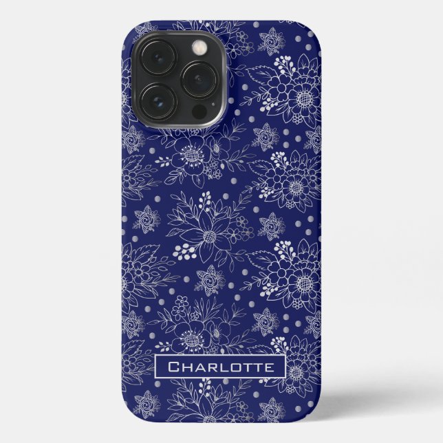 Big blossom floral seamless pattern personalised iPhone case (Back)