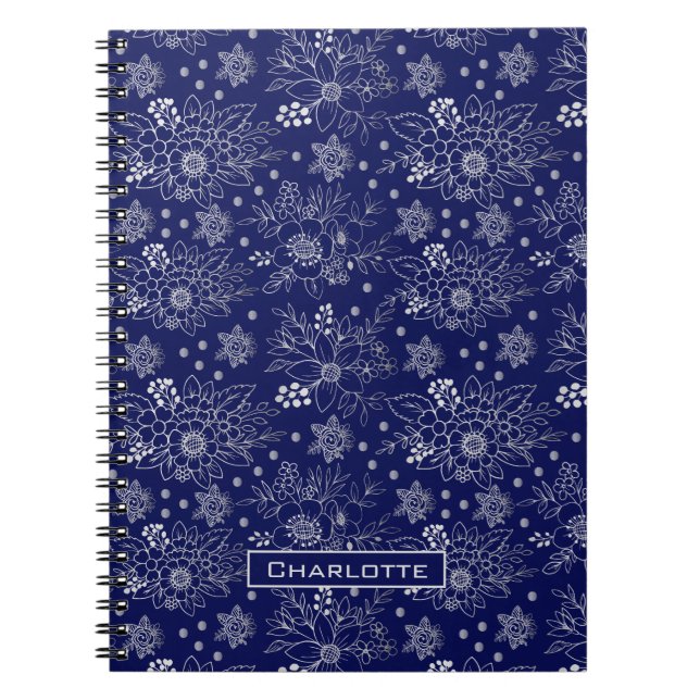 Big blossom floral seamless pattern personalised notebook (Front)