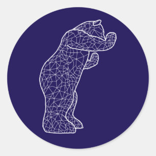 big blue bear classic round sticker