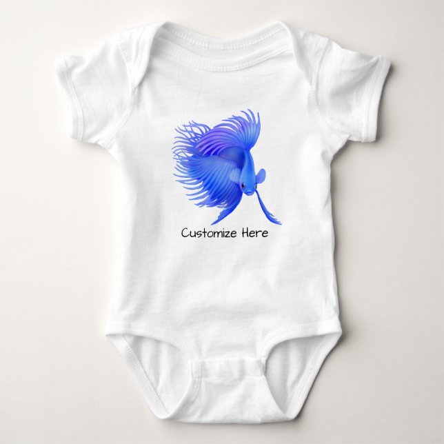 Big Blue Betta Fish Customisable One Pc Baby Bodysuit (Front)
