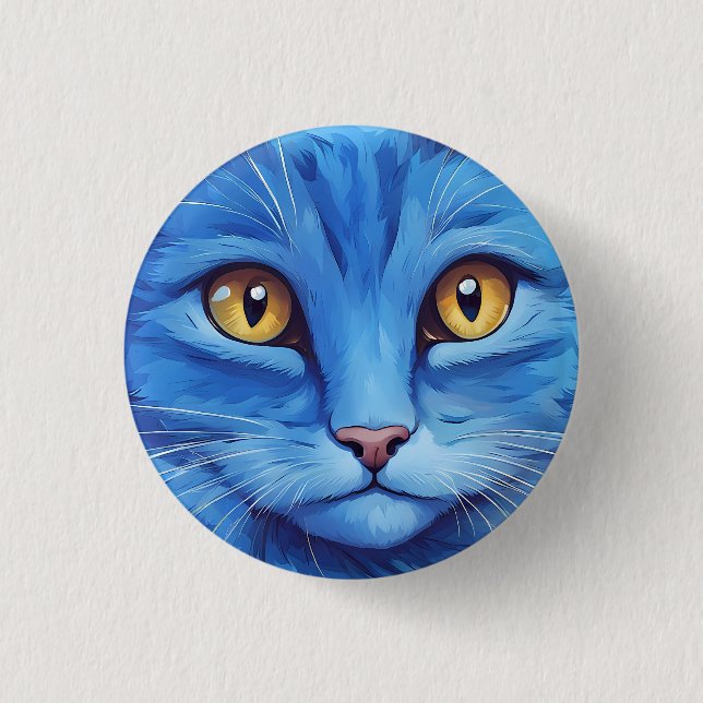 Big Blue Cat. 3 Cm Round Badge (Front)