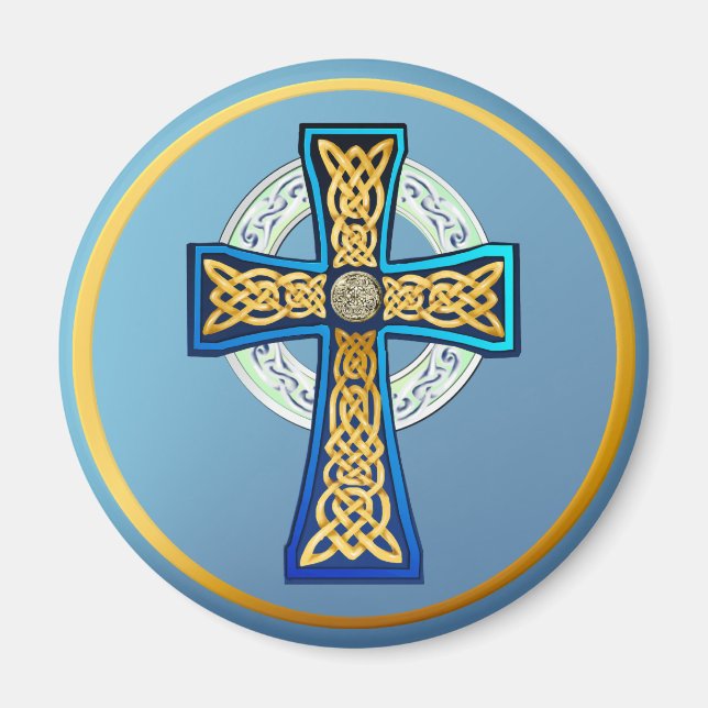 Big Blue Celtic Cross Magnet (Front)