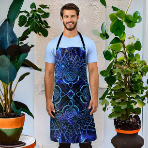 Big Blue Electric Galactic Geometry Apron