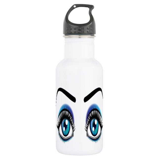 Big Blue Eyes Stainless Steel Water Bottle (Front)