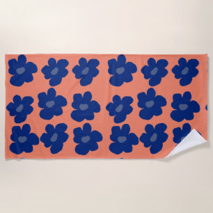Big Blue Flowers  Beach Towel