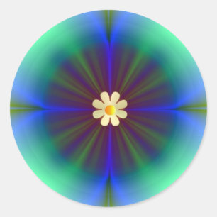 Big Blue-Green Flower Classic Round Sticker