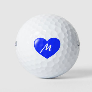 Big Blue Heart Monogram Template Golf Balls