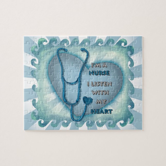 Big blue heart nurse  jigsaw puzzle (Horizontal)