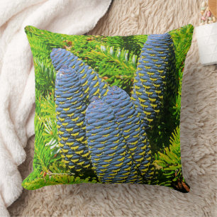 Big Blue Korean Fir Tree Cones Cushion