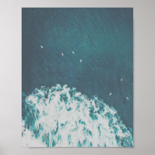 Big Blue Ocean Aerial Beach View Photography Poster