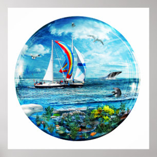 Big Blue Ocean Bubble Natures Playground Poster