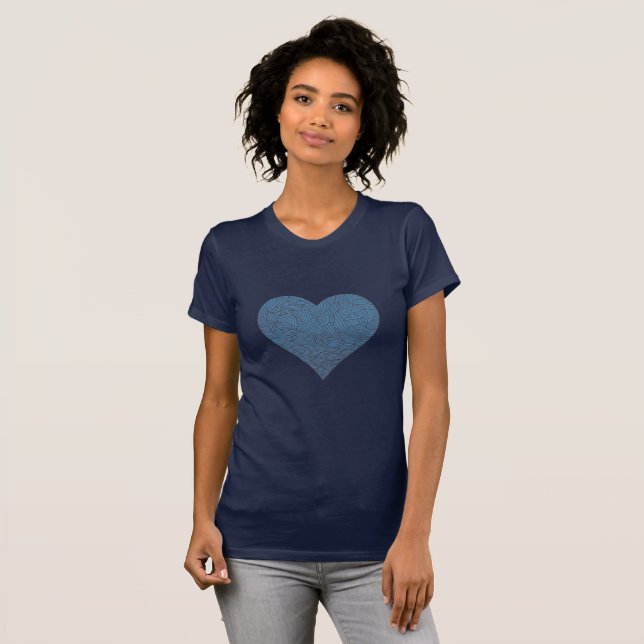 Big Blue Patterned Heart T-Shirt (Front Full)
