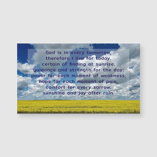 Big Blue Sky Yellow Fields Inspiring Quote Magnet (Front)