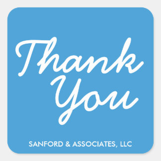 Big blue Thank You in cursive business etiquette Square Sticker