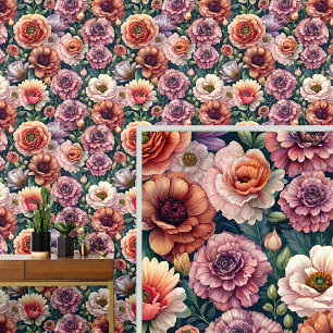 Big Bold & Beautiful Pink Mauve Orange Cream Wallpaper