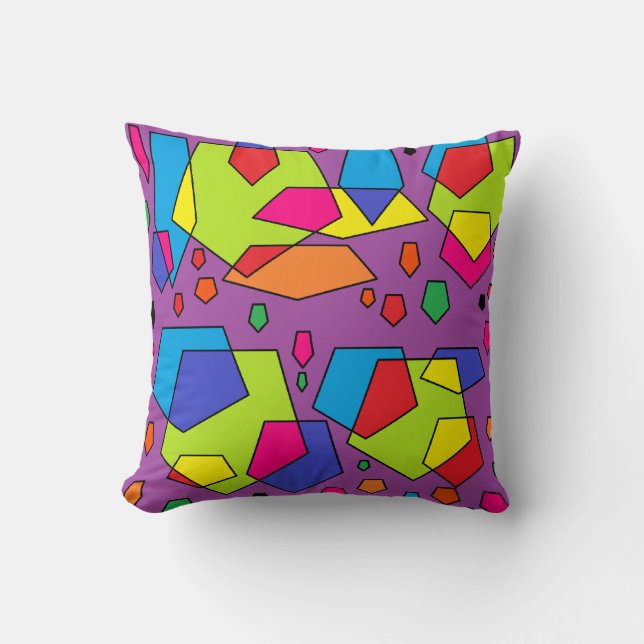 Big bold colourful design cute cushion purple them (Front)