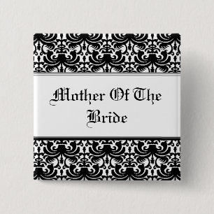 Big Bold Damask (Black) (Wedding) 15 Cm Square Badge