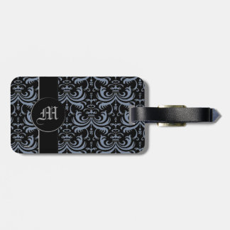 Big Bold Damask (Smokey Blue) (Monogram) Luggage Tag