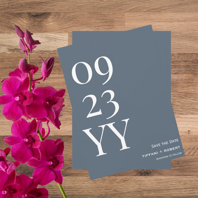 Big Bold Date Dusty Blue Save The Date (Creator Uploaded)