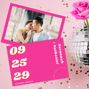 Big Bold Date Hot Pink Retro Real Foil Wedding
