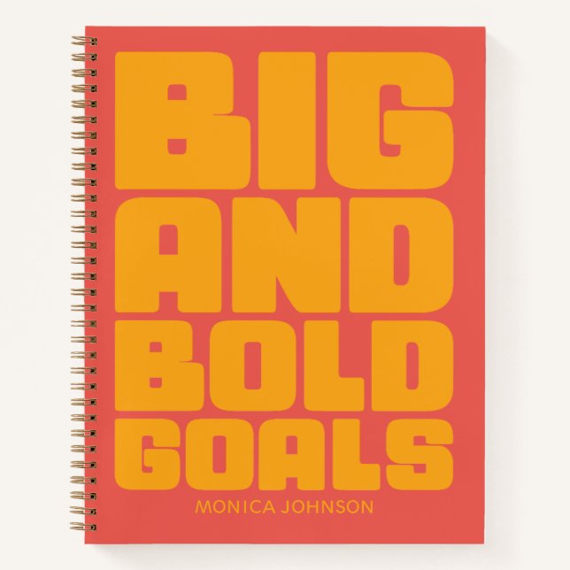 Big Bold Goals Vibrant Yellow Orange Personalised Notebook (Front)