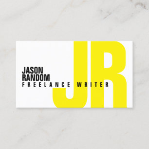 Big bold initials cover yellow business card