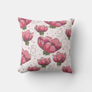 Big Bold Pink Fuchsia Floral Throw Pillow