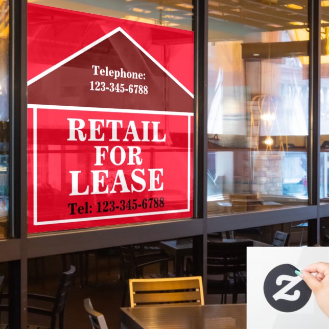 BIG BOLD RETAIL FOR LEASE SIGNAGE Real Estate  (Restaurant Window)