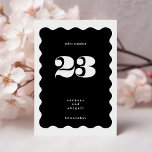 BIG Bold Scalloped Border White Black Wedding Table Number<br><div class="desc">This design is part of a collection - please contact me if you need any additional stationery This modern design is minimalist, yet playful, with perfect placement of black and white text, resulting in a tidy and clean look. This design is customisable to other colours and is part of a...</div>