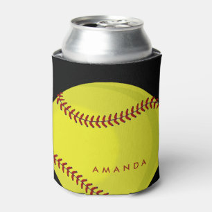 Big Bold Softball Custom Name Purple Can Cooler