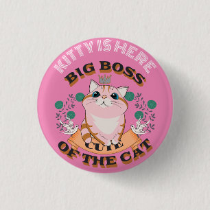 BIG BOSS CUTE CAT CUSTOMIZE PERSONALIZED NAME 3 CM ROUND BADGE