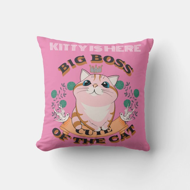 BIG BOSS CUTE CAT CUSTOMIZE PERSONALIZED NAME  CUSHION (Front)