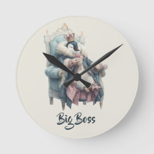 Big Boss Winter Penguin Design Round Clock