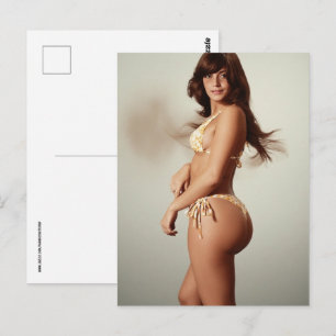 BIG BOTTOM VINTAGE BIKINI GIRL POSTCARD