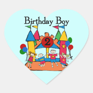 Big Bounce Boy 2nd Birthday Tshirts and Gifts Heart Sticker