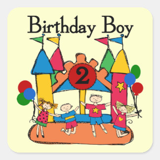 Big Bounce Boy 2nd Birthday Tshirts and Gifts Square Sticker